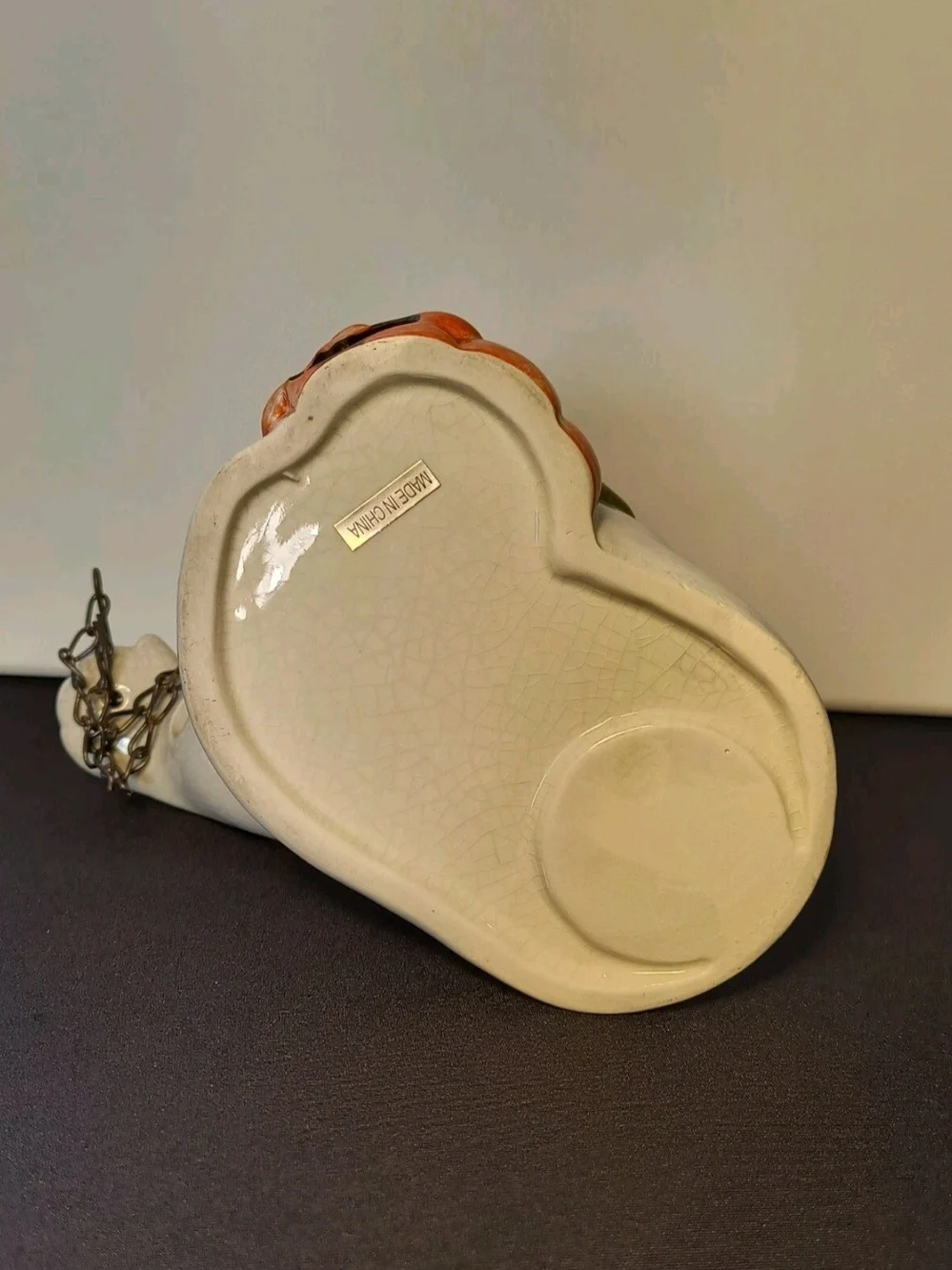 Ceramic Halloween Ghost Lantern with Orange Pumpkin Accent